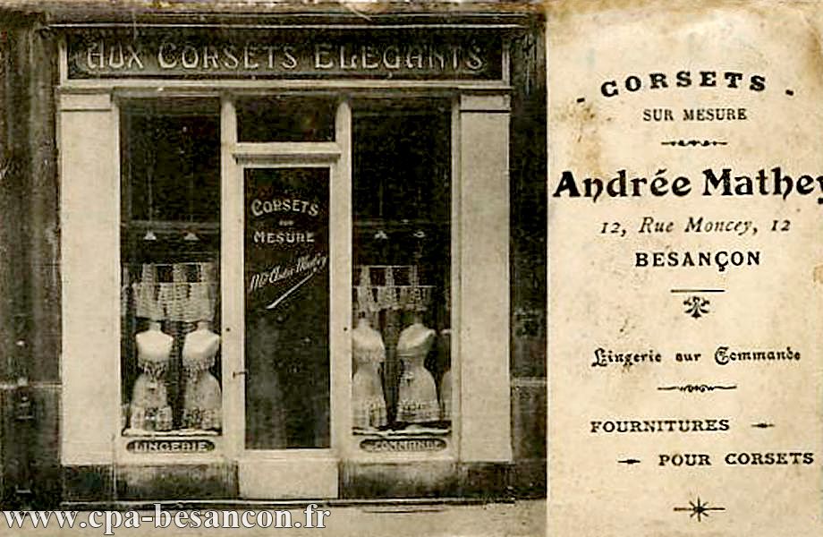 CORSETS SUR MESURE - Andrée Mathey - 12, Rue Moncey, 12 BESANÇON - Lingerie sur Commande - FOURNITURE POUR CORSETS